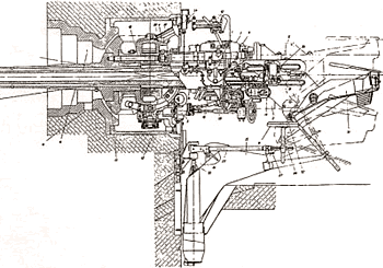 Казематная пушка ЗИФ-26 (разрез, вид справа)